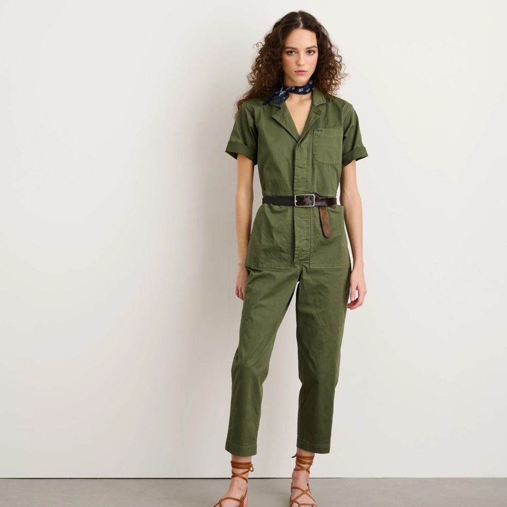 Alex Mill Green Utility Jumpsuit with Belted Waist
